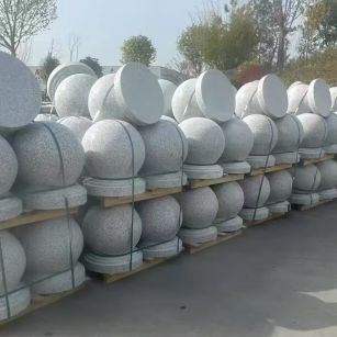 邯郸 白麻花岗岩石材圆球，石球，挡车球，隔离球，景观石球，风水球等