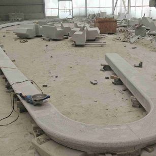 邯郸 芝麻白花岗岩弧形花坛石，坐凳石