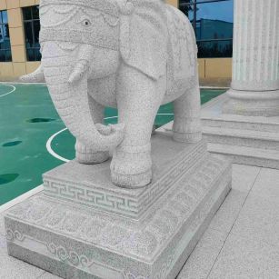 邯郸 白麻花岗岩动物异形石雕-大象