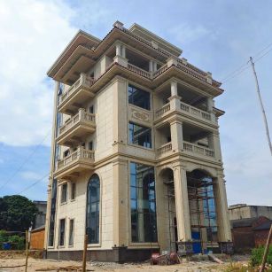 邯郸 黄金麻花岗岩石材别墅外墙干挂搭配（雕花栏杆花瓶柱门楼罗马柱）