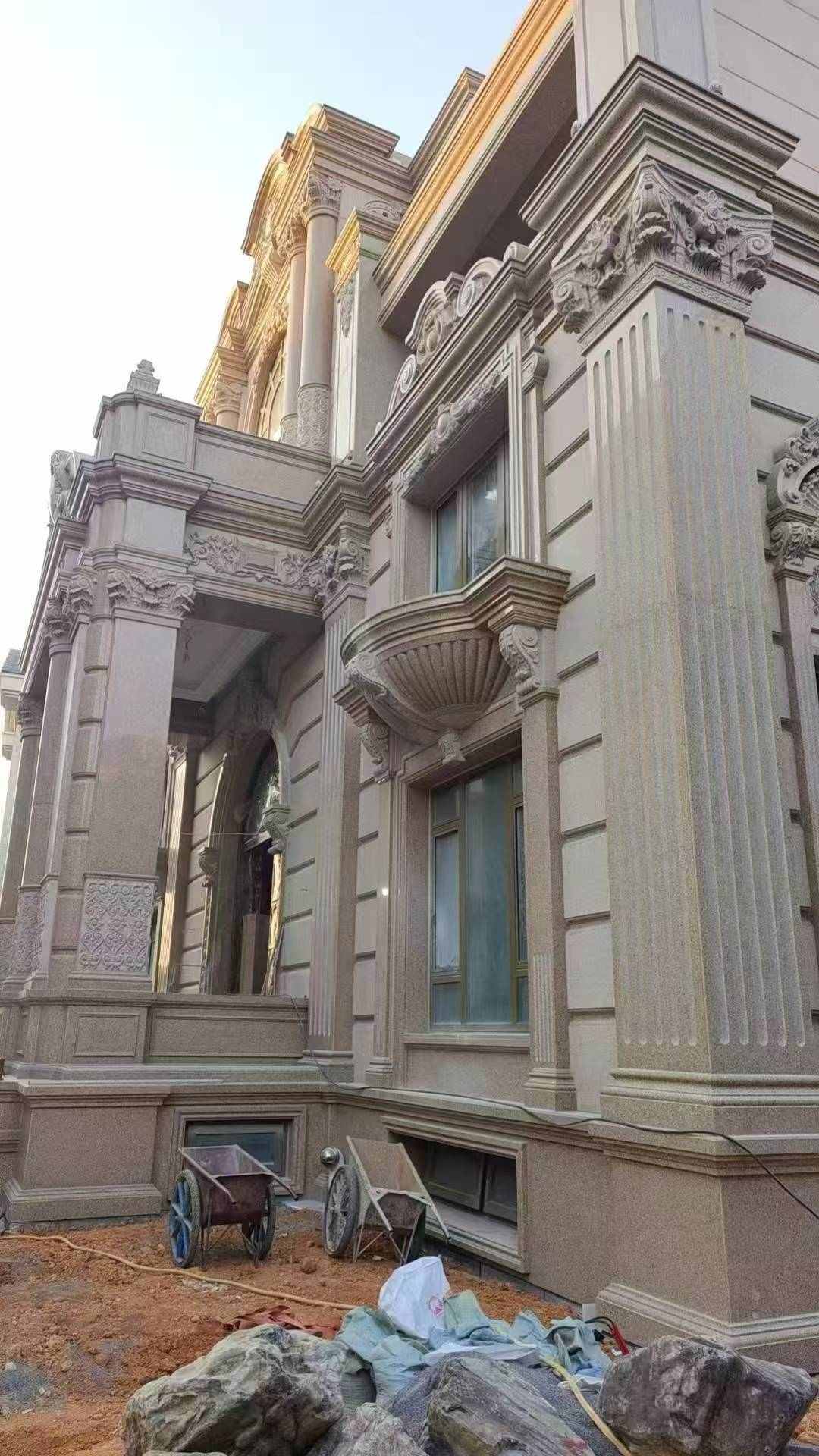 邯郸 黄金麻花岗岩光面别墅外墙干挂施工完成