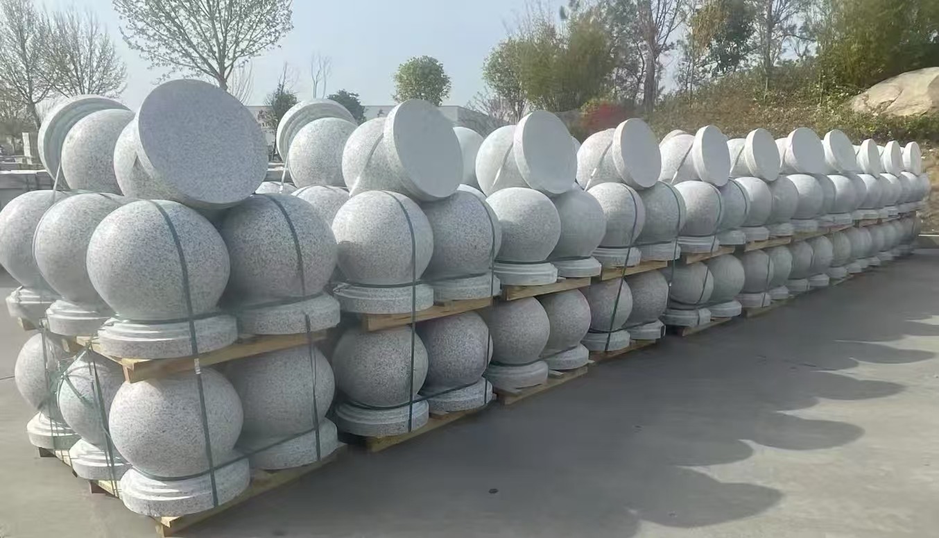 邯郸 白麻花岗岩石材圆球，石球，挡车球，隔离球，景观石球，风水球等