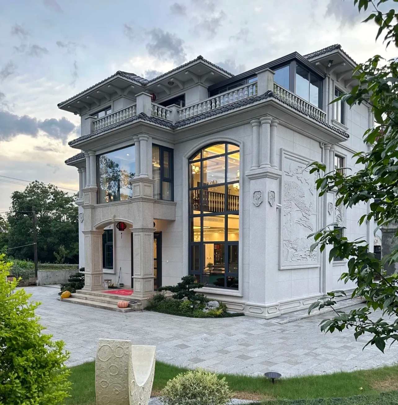 邯郸 白麻花岗岩私人别墅干挂石材豪华定制