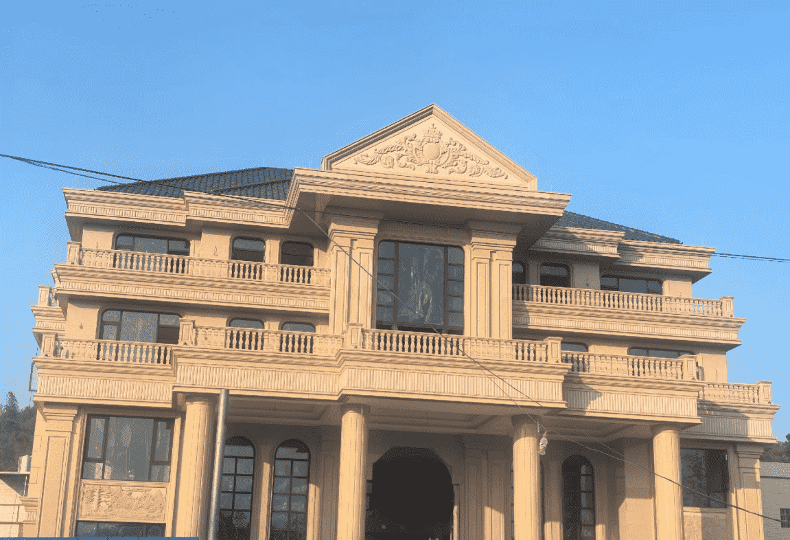 邯郸黄金麻别墅外墙干挂石材效果示例